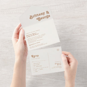 Invitación Todo En Uno Playa Retro   Sello de marfil y envío