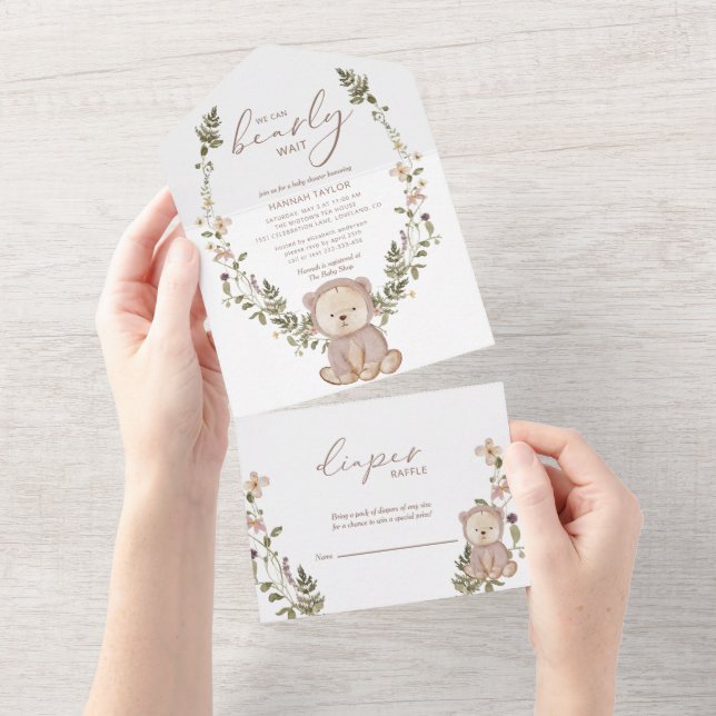 Invitación Todo En Uno Podemos Esperar A Teddy Bear Baby Shower (desgarro)