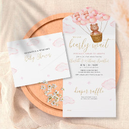 Invitación Todo En Uno Podemos Esperar A Teddy Bear Baby Shower Rosa