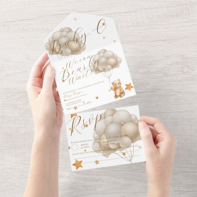 Invitación Todo En Uno Podemos Esperar Los Globos Baby Shower (desgarro)