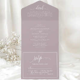 Invitación Todo En Uno Polvo de Lavanda Escritura Moderna Simple