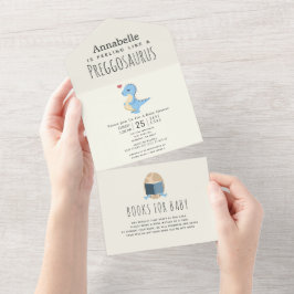 Invitación Todo En Uno Preggosauro Cute Funny Dinosaur Boy