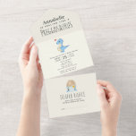 Invitación Todo En Uno Preggosauro Cute Funny Dinosaur Boy<br><div class="desc">Prepárense para una ducha de bebé dino-mite! Estas invitaciones divertidas presentan un dinosaurio azul preñado contra un fondo de concha de huevo lúdico con una tarjeta de lágrima para una rifa de pañales. Perfecto para una celebración divertida e inolvidable. Personalízalo para satisfacer tus necesidades. Artículos coincidentes en nuestra tienda para...</div>