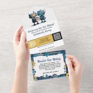 Invitación Todo En Uno Preparación para bebés y libros - Robot