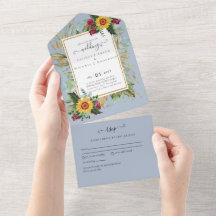 PRESUPUESTO 3in1 Burgundy Sunflowers Wedding RSVP