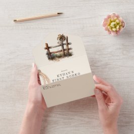 Invitación Todo En Uno Primer cumpleaños de Rodeo