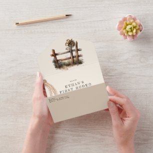 Invitación Todo En Uno Primer cumpleaños de Rodeo