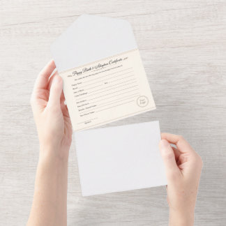 Invitación Todo En Uno Puppy Birth & Adoption Certificate –