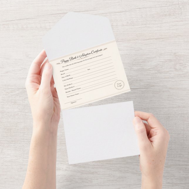 Invitación Todo En Uno Puppy Birth & Adoption Certificate – (desgarro)