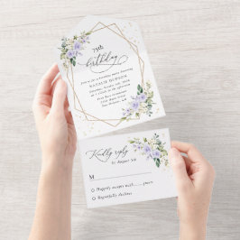 Invitación Todo En Uno Purple Flowers, White Flowers, Greenery, Birthday