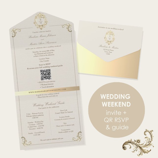 Invitación Todo En Uno QR Wedding Weekend Guide (Subido por el creador)
