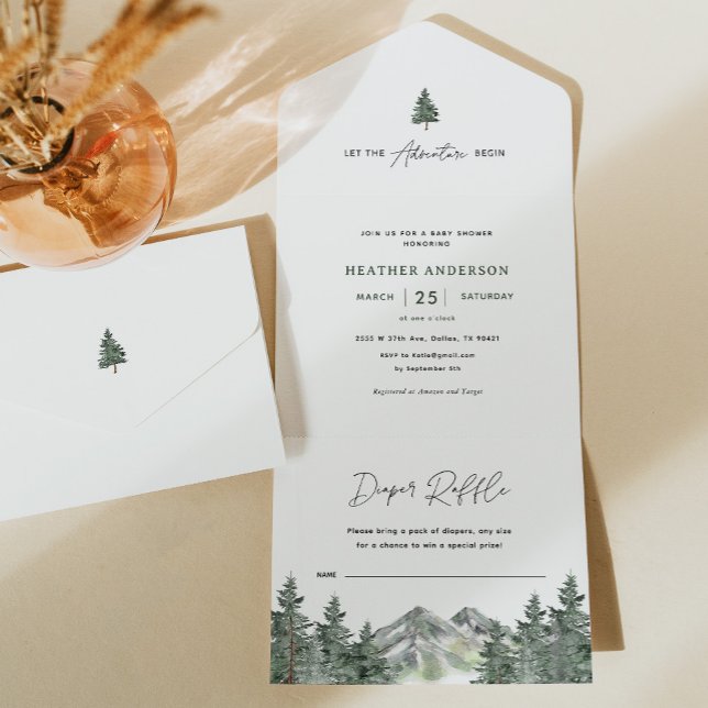 Invitación Todo En Uno Que la aventura empiece Forest Boy Baby Shower (Subido por el creador)