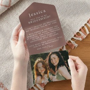 Invitación Todo En Uno ¿Quieres ser mi dama de honor carta de propuesta f