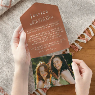 Invitación Todo En Uno ¿Quieres ser mi dama de honor carta de propuesta f