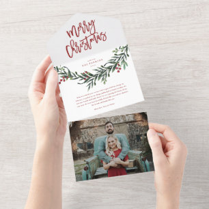 Invitación Todo En Uno Rama de guión navidad feliz foto vacaciones