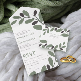 Invitación Todo En Uno Rama de olivo encanto mediterráneo boda