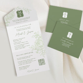 Invitación Todo En Uno Ranúnculo vietnamita bilingüe tradicional