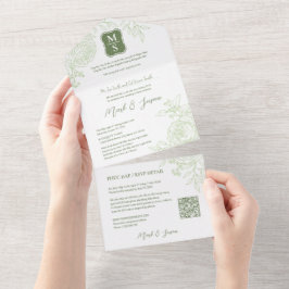 Invitación Todo En Uno Ranunculus bilingüe vietnamita tradicional