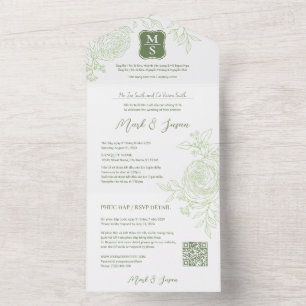 Invitación Todo En Uno Ranunculus bilingüe vietnamita tradicional