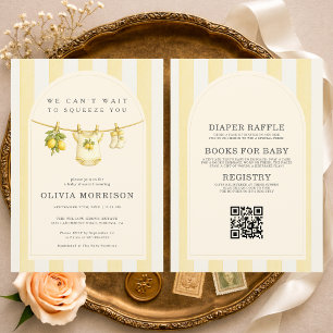 Invitación Todo en Uno Rayas de Limón Ropa para bebé Shower
