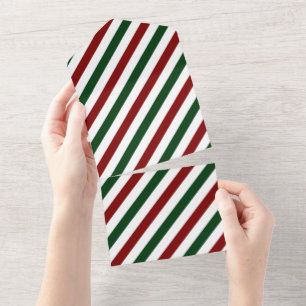 Invitación Todo En Uno Rayas de Navidad personalizables