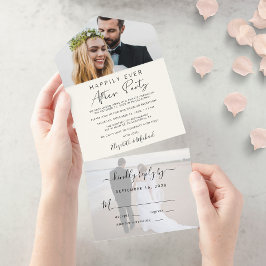 Invitación Todo En Uno Recepción de Boda Foto Happily Ever After 2