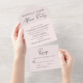 Invitación Todo En Uno Recepción Felices Para Siempre Boda Rosa
