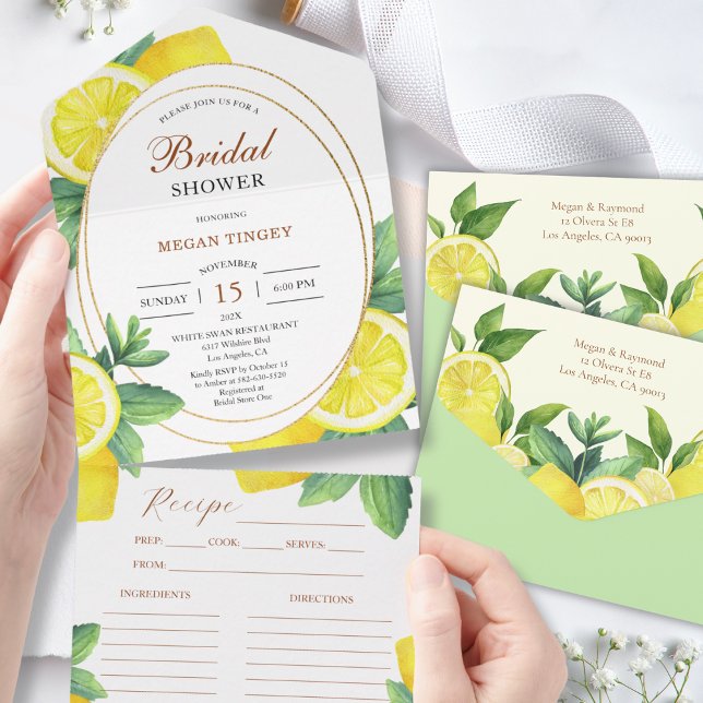 Invitación Todo En Uno Receta de ducha de novia amarilla Lemons (Subido por el creador)