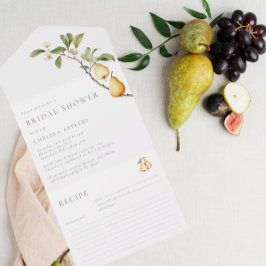 Invitación Todo En Uno Receta de la receta de la ducha de novia Pear Perf