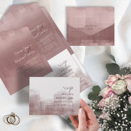 Invitación Todo En Uno Reflexiones de color de agua Boda Cinnamon Rosa ID