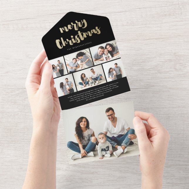 Invitación Todo En Uno Regalo de oro Feliz Navidad 7 Feriados (desgarro)