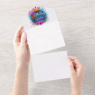 Invitación Todo En Uno Reina de Cumpleaños Leopardo Pastel
