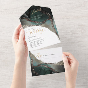 Invitación Todo En Uno Resumen De PixDezines En El Azul Marino Del Mar