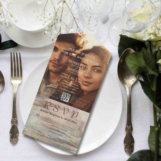 Invitación Todo En Uno Resumen ruso de paisajes oceánicos Foto Código QR