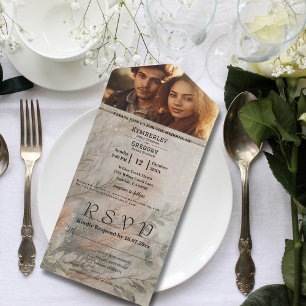 Invitación Todo En Uno Resumen suave Verde gris botánico Minimalista