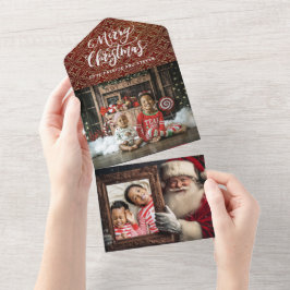 Invitación Todo En Uno Retrato de Papá Noel del Viejo Mundo | Foto Luxe T
