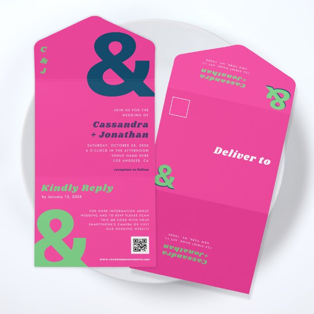 Invitación Todo En Uno Retro Groovy negrita Ampersor brillante y Boda de  (Subido por el creador)