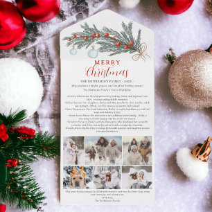 Invitación Todo En Uno Revista anual de pino rojo Merry Navidad 6 fotos