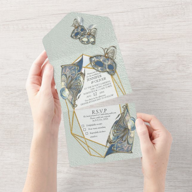 Invitación Todo En Uno Rica Romántica rococó todo en una boda invitada (desgarro)