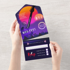 Invitación Todo En Uno Rock and Roll Boda Rockfest