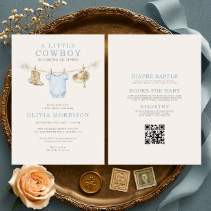 Invitación Todo en uno Rodeo Ranch Little Cowboy Baby Shower