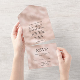 Invitación Todo En Uno Rojizo Rosa Glam