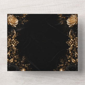 Invitación Todo En Uno Romance Dorado de Medianoche