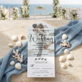 Invitación Todo En Uno Romantic Calligraphy Monogram Photo Wedding 