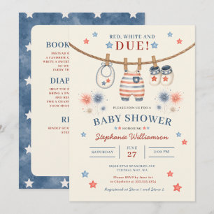 Invitación Todo en uno ropa de bebé patriótica Baby Shower