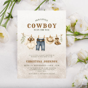 Invitación Todo en uno Ropa de Vaquero Pequeño para Baby Show
