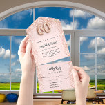 Invitación Todo En Uno rosa de cumpleaños 60 fiesta rosa rubor de oro RSV<br><div class="desc">dorado Rosa,  fondo de color rosa,  decorado con confeti en el interior. Personalice y agregue una foto,  nombres,  detalles del fiesta,  fecha RSVP,  dirección de retorno y nombre. El número 60 se escribe con un número de estilo de globo.</div>