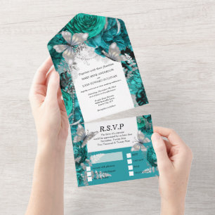 Invitación Todo En Uno Rosa del purpurina del shimmer de moda de mariposa