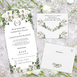 Invitación Todo En Uno Rosa Garden Romance Boda Floral