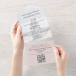 Invitación Todo En Uno Rosa moderno foto Minimalista código QR RSVP<br><div class="desc">Este diseño presenta un sencillo y moderno código QR minimalista con plantillas de fotos de la pareja, un código QR subió con un presupuesto polvoriento, una respuesta moderna de rsvp en línea, respuesta mínima de los clientes a través del sitio web, un tipo de letra simple de tipografía, un moderno...</div>